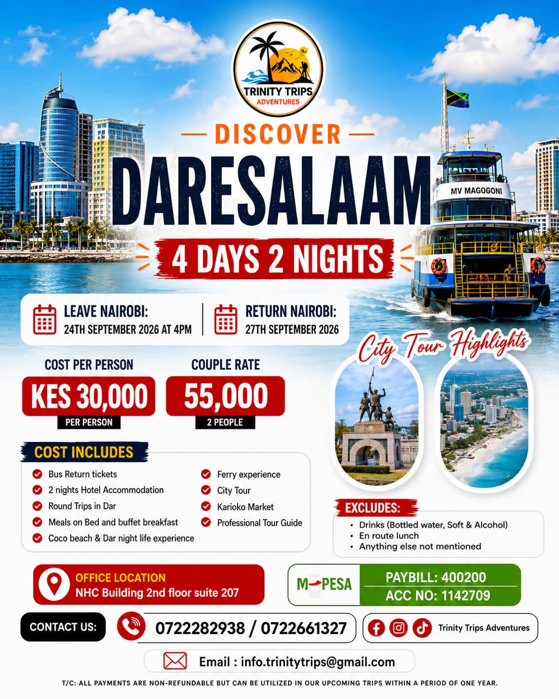 Trinity Trips brochure: Discover Dar es Salaam 4-day city and coast tour.